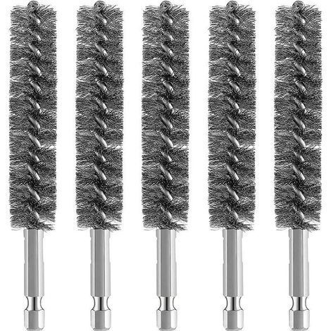 Brosse à trous en acier inoxydable pour perceuse électrique, brosse de nettoyage, brosse en acier inoxydable, avec poignée hexagonale (1/5)
