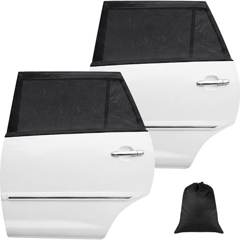 2 x Car Window Sunshades for Warm Weather UV Maximum (Black)  Car Sun Sock for Back, Anti Mosquito Net (1/5)