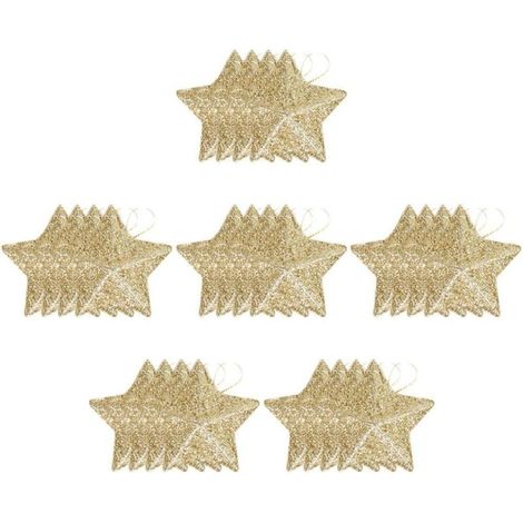 24 Pièces Lot de Ornements Étoiles pour Sapin de Noël Argentés Décorations Suspendues Festives pour Maison Jardin et Fêtes de Noël, 7cm (1/5)