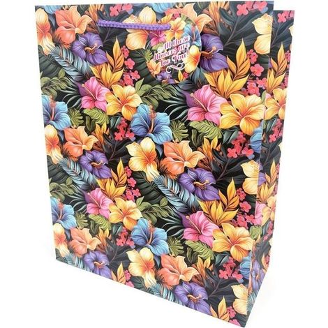 Borsa decorativa opaca 26x32x12cm con fiori