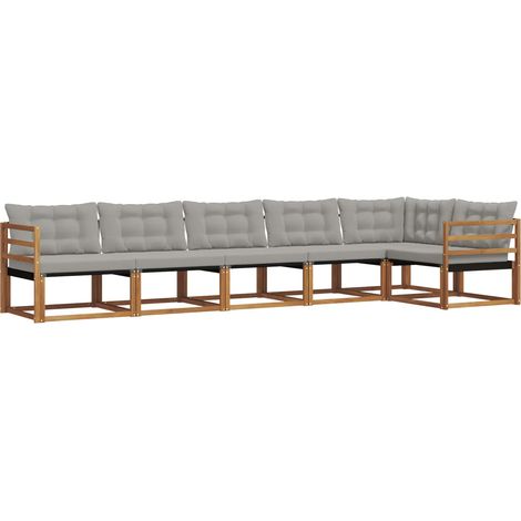 Conjunto de sofás de exterior 6 pcs Gris Natural y Claro vidaXL (1/5)