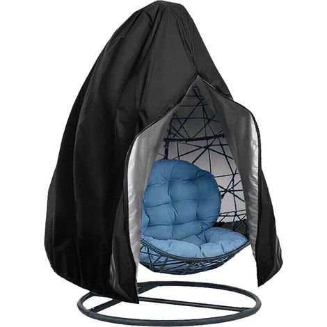 Couverture de Chaise Suspendue Jardin Rotin Osier Fauteuil Suspendu Housse de Protection pour œufs Chaise résistant à l'eau et à la poussière - 190 X115cm (Noir) (1/5)