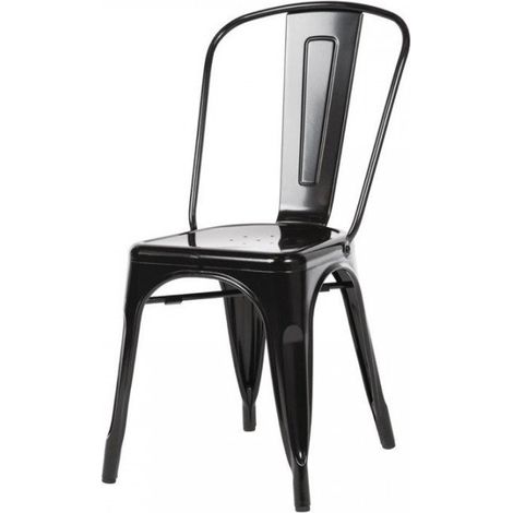 Lot de 4 chaises en acier galvanisé (H)440 mm empilables, noire (1/4)