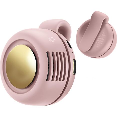 Mini ventilatore portatile con fibbia, da appendere alla vita, ruotabile a 360° (rosa) (1/5)