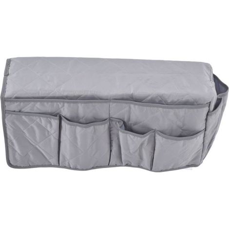 Organizador de sofá, soporte para mando a distancia, diseño con bolsillo, a prueba de polvo, funda para motor, gris.