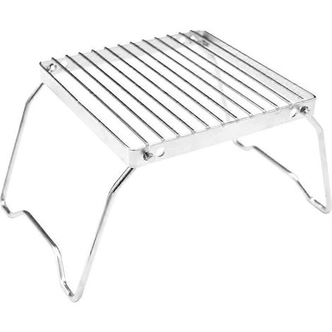 Grille de barbecue pliable et portable en acier inoxydable pour le camping, support pour réchaud à gaz et poêle à bois d'extérieur. (1/5)