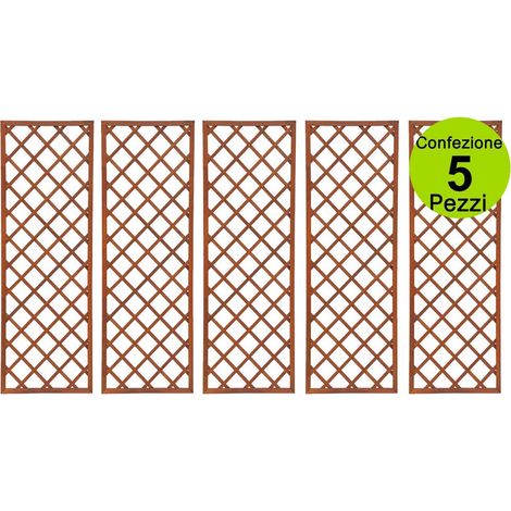 Multipack 5 pz tralicci fissi colore marrone con cornice 0,60 x h 1,80 metri in legno (1/3)
