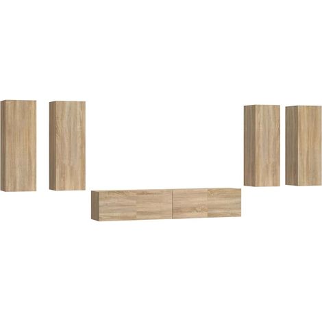 Maison Exclusive - Set di Mobili Porta TV 6 pz Rovere Sonoma in Legno Multistrato (1/5)