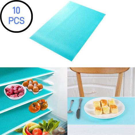 Daixers 10 stks koelkast liners, wasbare koelkast voering plankmatten koelkastkussentjes voor kastkast lade Home Kitchen Accessories Organisatie (blauw) (1/5)