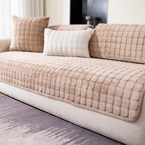 Housse de canapé en velours antidérapante et lavable (3 places, angle) (1/5)
