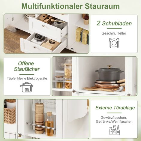 Îlot de cuisine roulant avec plan de travail rabattable, meuble de cuisine autoportant, chariot de service avec rangement, 2 tiroirs, étagère à épices, porte-serviettes, roulettes freinables, 120 × 45 (1/5)