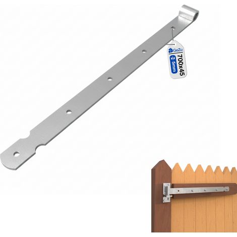 Penture droite lourde galvanoplastie 700 mm – charnière de portail avec gond sur platine fixation lourde acier électro-plaqué – Penture bout droit – GeZu Impex