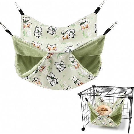 1 Hamac Double Face pour Petits Animaux – 29×29 cm, avec Face en Soie Rafraîchissante et Face en Polaire Douce, Idéal pour Cochons d'Inde, Hamsters, Furets, Facile à Installer avec 4 Crochets (1/5)