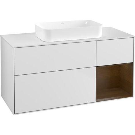 V&B Waschtischunterschrank Wandbeleuchtung Finion 120x60 cm, Reg re wal ven, wh. m lacquer (1/2)