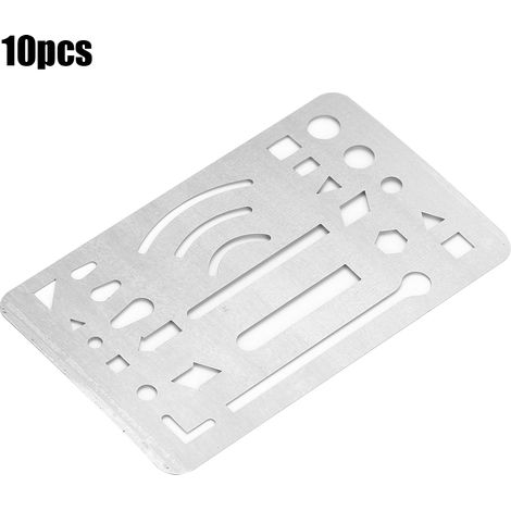 Lot de 10 gabarits de dessin technique multifonctions à 27 trous avec effaceur intégré - Règle en acier inoxydable (1/5)