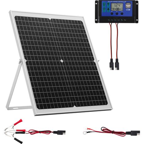 Chargeur batterie solaire 30 W 12 V, panneau monocristallin IP65 avec contrôleur MPPT, pour voiture bateau camping-car