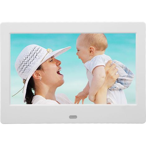 Cadre photo numérique HD 7 pouces IPS entièrement plastifié avec lecture vidéo, connexion Wi-Fi, haut-parleur intégré et prise européenne 100-240 V. (1/5)
