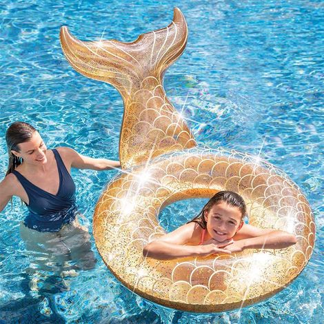 Salvagente Sirena Oro Glitter 147x107x79 cm Intex A56258NP/EP (1/4)