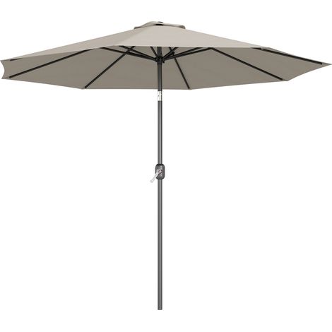 Freitragender Gartenschirm Ø 3 m, neigbar mit Kurbel, aus hellgrauem Metall und 180 g/m² Polyester