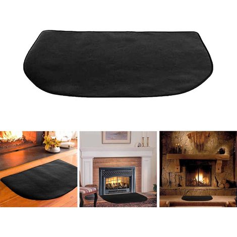Tapis de cheminée - 106 x 61 cm - Tapis ignifuge - Plaque anti-étincelles - Tapis de cheminée résistant au feu - Tapis ignifuges - Tapis pour barbecue - Double épaisseur - Semi-rond - Fibre de verre - (1/5)