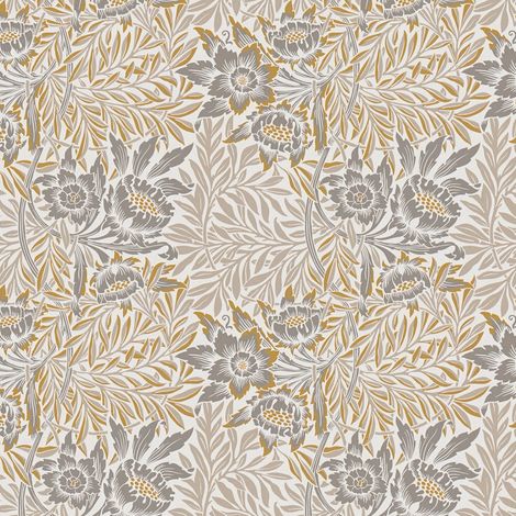 Blumen Tapete Profhome 390583 Vliestapete glatt mit floralen Ornamenten matt beige weiß ocker-gelb grau 5,33 m2