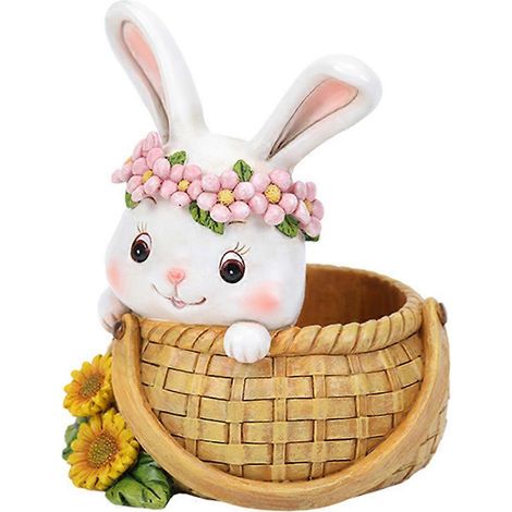 Pot de rangement en résine compatible avec les plantes succulentes en forme de lapin, mini-plantes (1/5)