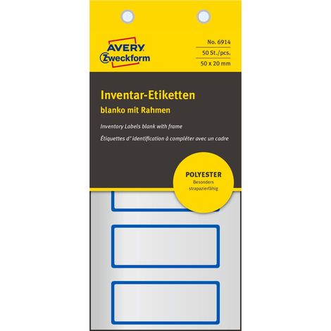 50x Inventar-Etiketten 50x20mm Blanko Blau (1/5)