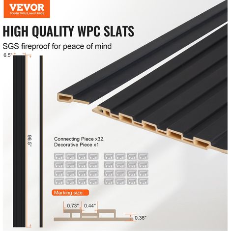 Panneau Mural Lattes, 2450x166 mm, Panneaux Acoustiques WPC pour Mur et Plafond, Lot de 8, Effet Imitation Faux Bois, Réduction du… (1/5)