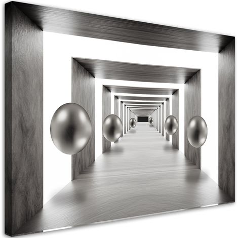 Quadro su tela, Tunnel Silver 3D Balls - 100x70 (1/5)