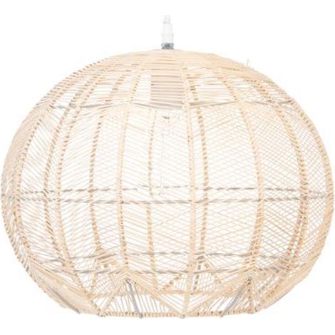 Suspension design en rotin et fer coloris beige - Dim : D 38 x H 32 cm - PEGANE -