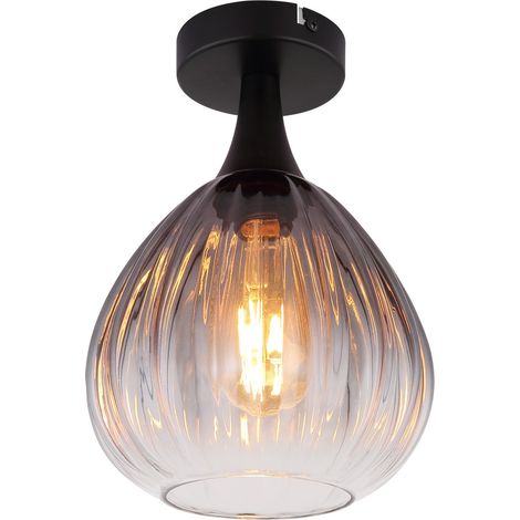 Globo - plafón - OLSEN - negro - vidrio - Ø 20cm - E27 - 15887D (1/4)