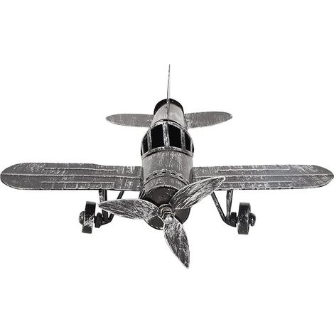 Modèle d'avion vintage en fer forgé, biplan pour décoration de bureau, accessoires photo (noir) (1/4)