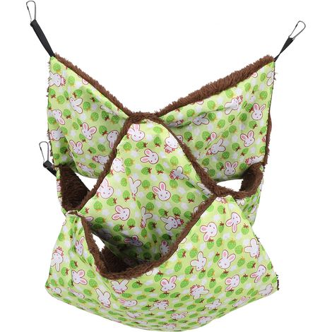 Hamac triple couche pour petits animaux de compagnie, cage pour hamster, lit suspendu doux et chaud (23 x 23 cm, 9 x 9 pouces, petit, vert) (1/5)