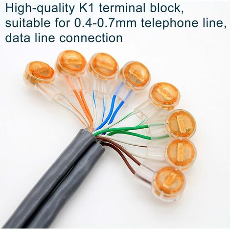 royaluxe -100PCS Connecteurs de Cable K1 Connecteurs épissure UY cable Connecteur étanche Résistance Verrou Connecteur Connexion de la ligne téléphonique Clip connecteur étanche pour ligne de données (1/5)