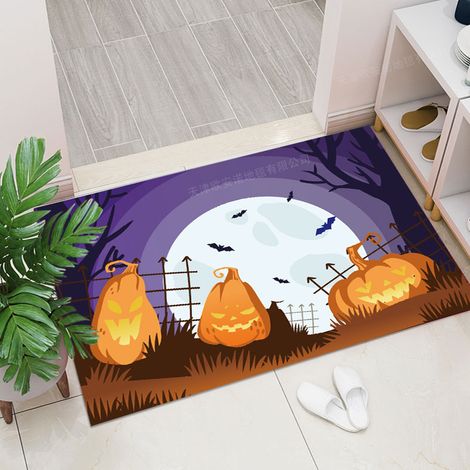 Halloween imprimé cristal polaire couverture porte d'entrée Halloween décoration porte tapis extérieur anti-dérapant carpe extérieur carpe salle de bain absorbant tapis tapis 4060cm (1/2)