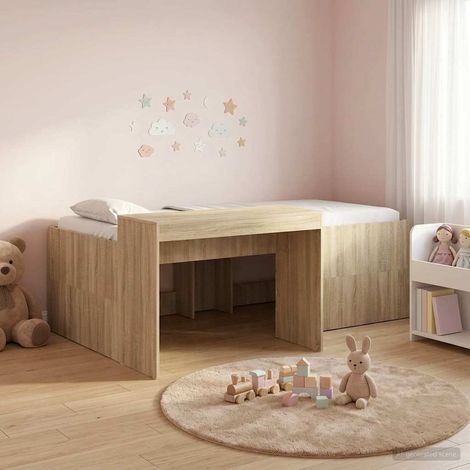 Cama alta para niños con escritorio Roble (1/5)