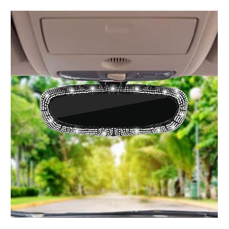Rétroviseur Voiture Cristal Blanc Diamant, Miroir Auto Strass Étincelant, Bande Élastique Universelle Femme, Couvre-Rétroviseur Accessoire Auto (1/5)