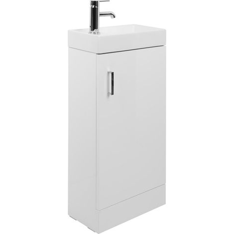 400mm Vanity Basin Unit Free Standing Gloss White Flat Packed (1/5)