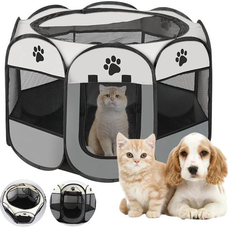 Tente pour chat, design octogonal, portable et pliable, 73x73x43CM (1/2)