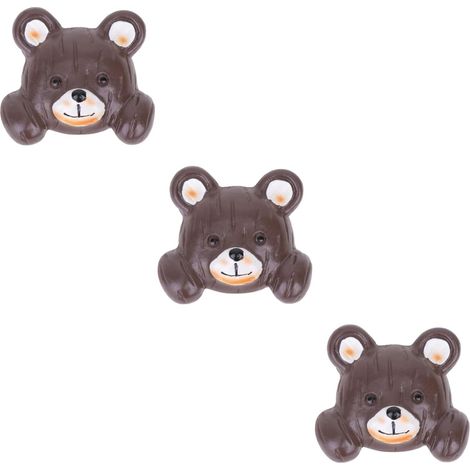 3pièces Autocollants Résine Animaux Dessin Décoration Stereoscopique Pour Style Ours Marron Décoration Pour Chambre Et Salon (1/5)