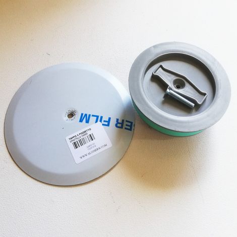 Tappo da 100mm con piattello inox e vite per chiusura pozzetti a pavimento (1/2)