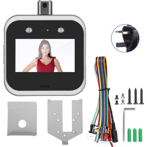 Caméra de reconnaissance faciale 5 pouces TCP/IP WiFi, contrôle d'accès avec détection de température corporelle, pointeuse biométrique, horloge de présence, 100-240V prise UK (1/5)