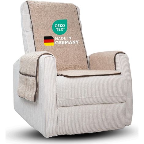 Novaliv housse de fauteuil relax marron clair housse de fauteuil universelle avec accoudoir housse en laine vierge housse de fauteuil confort coussin