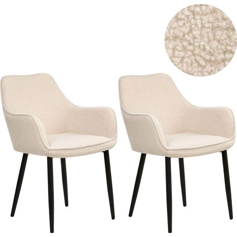 Esszimmerstuhl 2er Set ALDEN Bouclé Hellbeige (1/5)