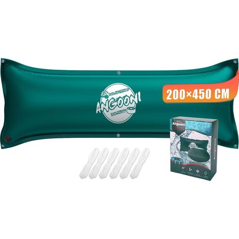Coussin de piscine d'hiver XXL - 200 x 450 cm - Double couture Valve de gonflage double 0,4 mm PVC résistant au froid indéchirable avec œillets pour surhivernage Vert foncé (1/5)