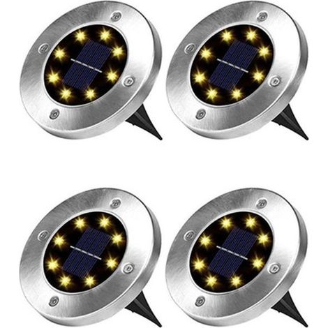 Spots encastrés solaires - Éclairage solaire de jardin - Lampe solaire d'extérieur - Spots solaires au sol - Éclairage de pelouse - Spots de jardin au sol - Acier inoxydable - Noir (1/5)
