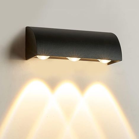 Quadratische Aluminium-Wandleuchte 110-220V für Wohnzimmer, Treppenhaus, 4 x 6W LEDs - schwarz (Netzkabel erforderlich)