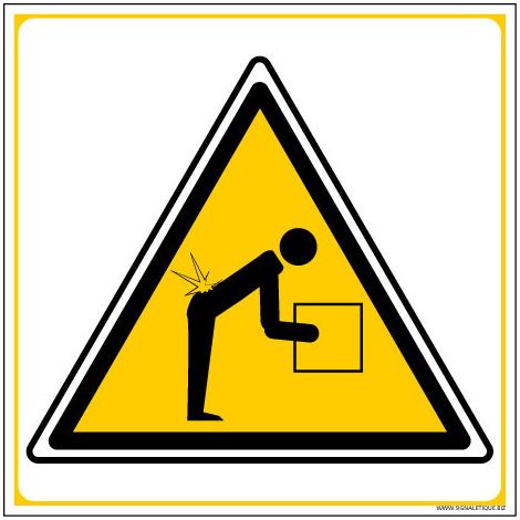 PANNEAU ATTENTION AU LEVER DE CHARGE (C1236) - Adhésif - 125 x 125 mm