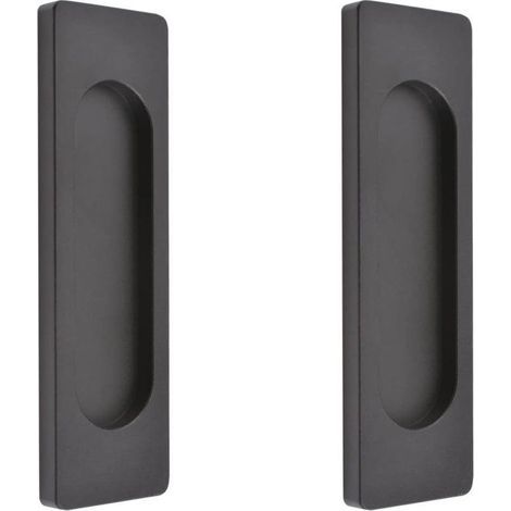 Set mit 2 selbstklebenden rechteckigen Schiebetürgriffen aus Aluminiumlegierung, kein Bohren erforderlich, für Scheunentüren, Schiebefenster von Schränken (matt schwarz, 100 mm) (1/3)