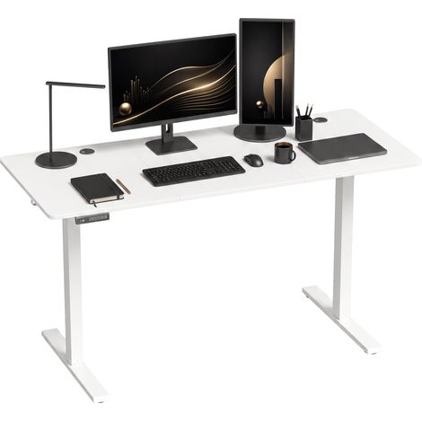 Height Adjustable Desk, LED Display, 140 x 60 x 118 cm, White (1/5)
